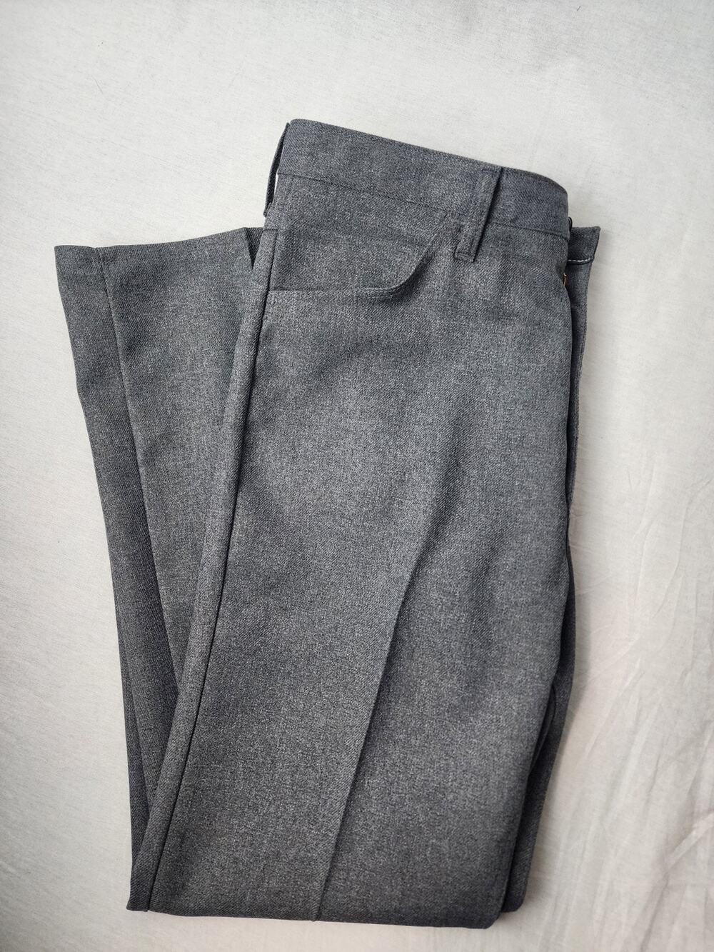 Wrangler Pants Mens 38x32 Gray Polyester Dress Slacks Made USA Workwear Western